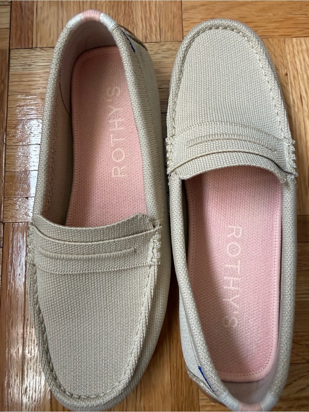 Rothy's Beige Loafer with Pink Insole
